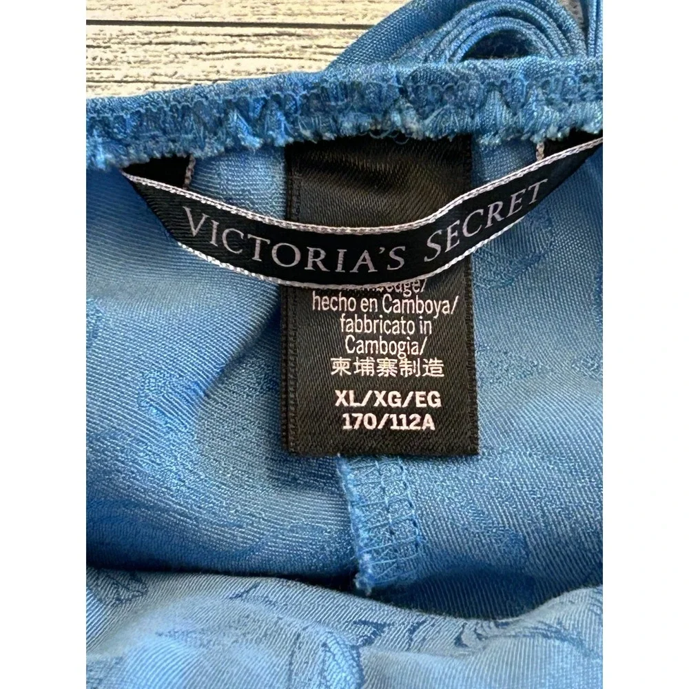 VICTORIA'S SECRET Women's Light Blue Tie-Back Jacquard Romper‎ Chemise XL XLARGE